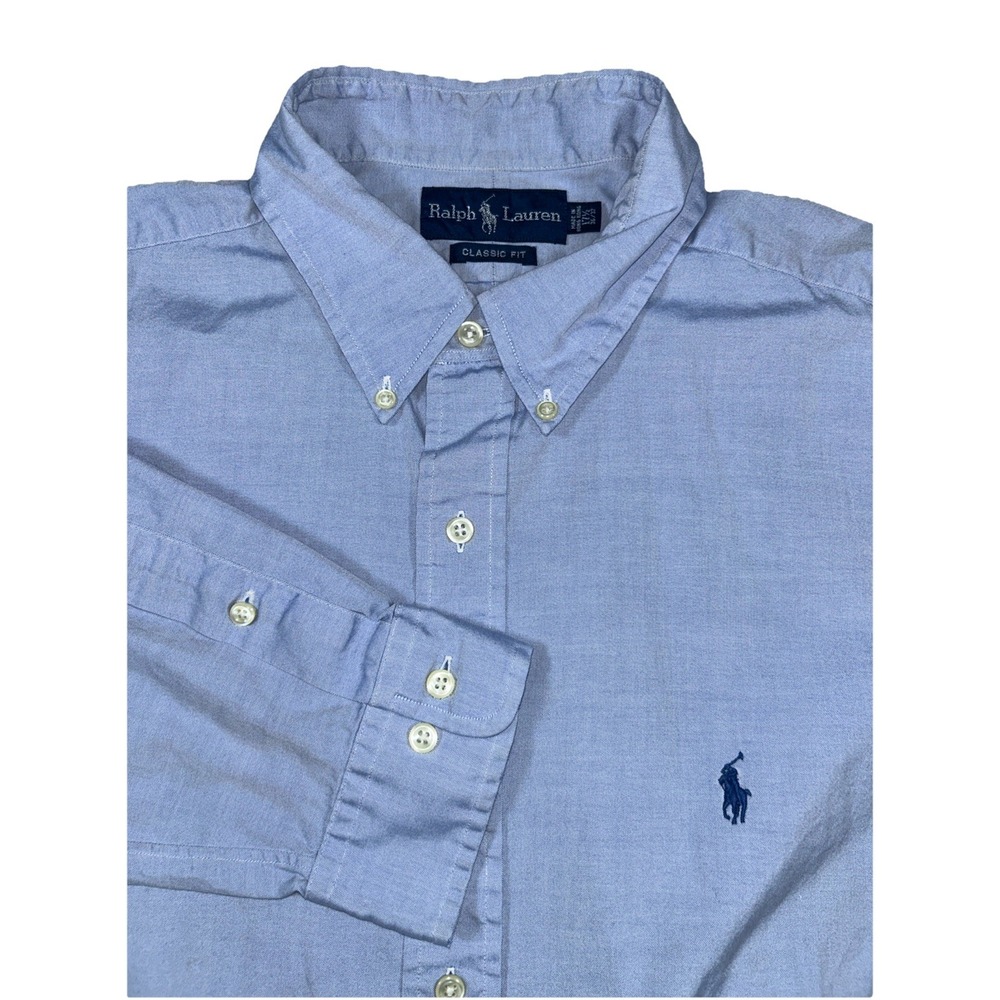 Polo Ralph Lauren Classic Fit Men's 17.5 36/37 Button Down Heather Light Blueโ